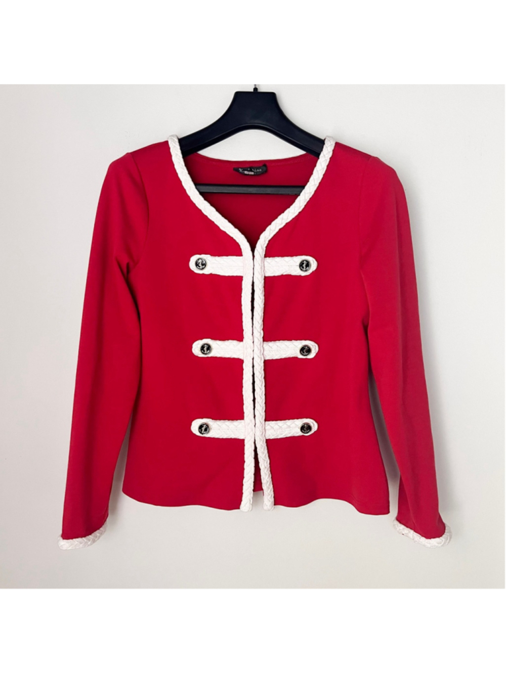 Katherine New York Nautical Red Sailor Blazer Military Jacket Sz L Orig $149